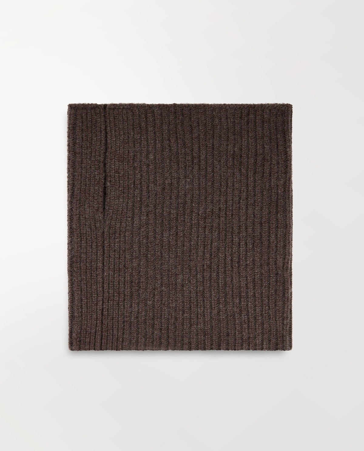 Top view of Rise & Fall's cashmere merino ribbed collar in chocolate