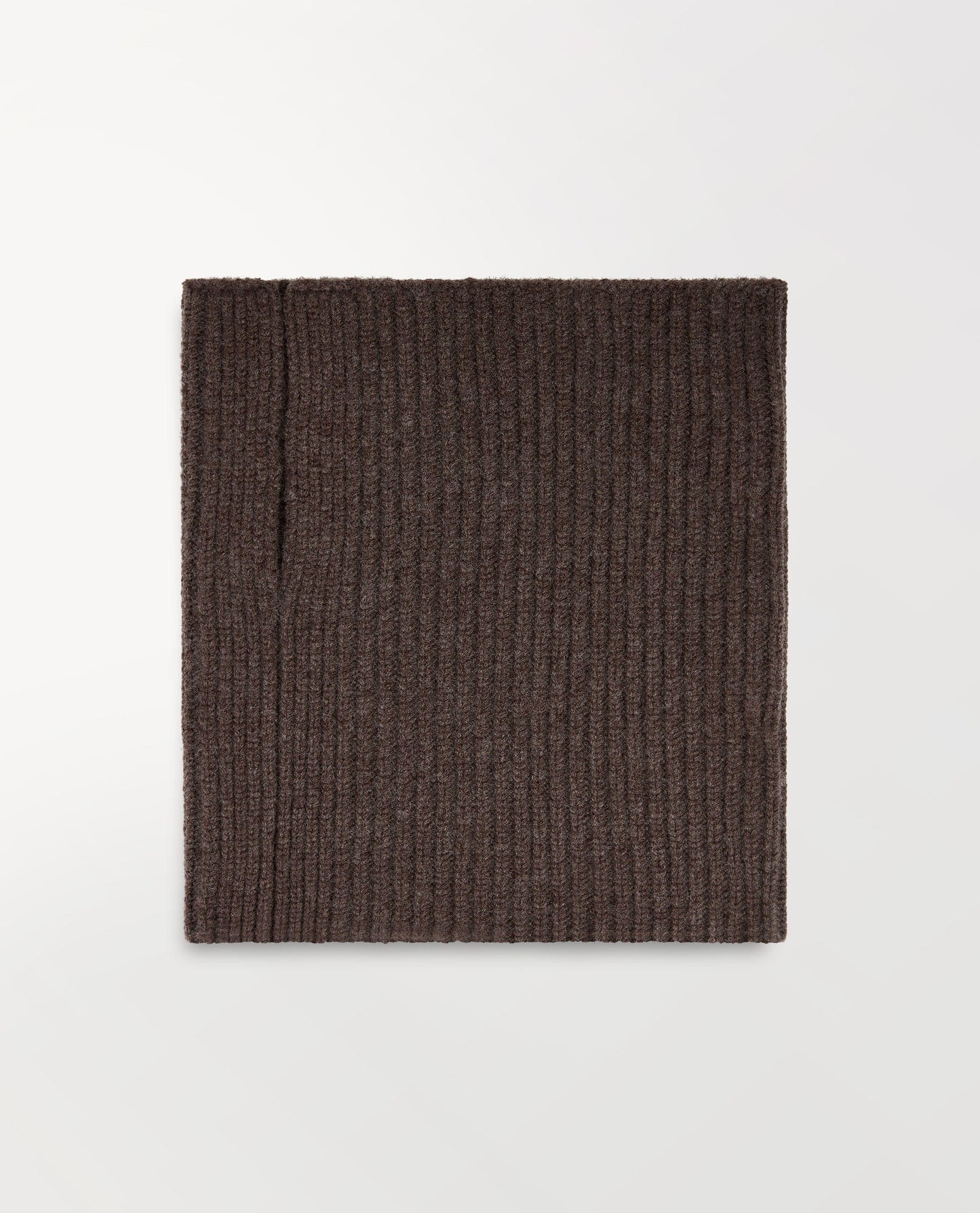 Top view of Rise & Fall's cashmere merino ribbed collar in chocolate