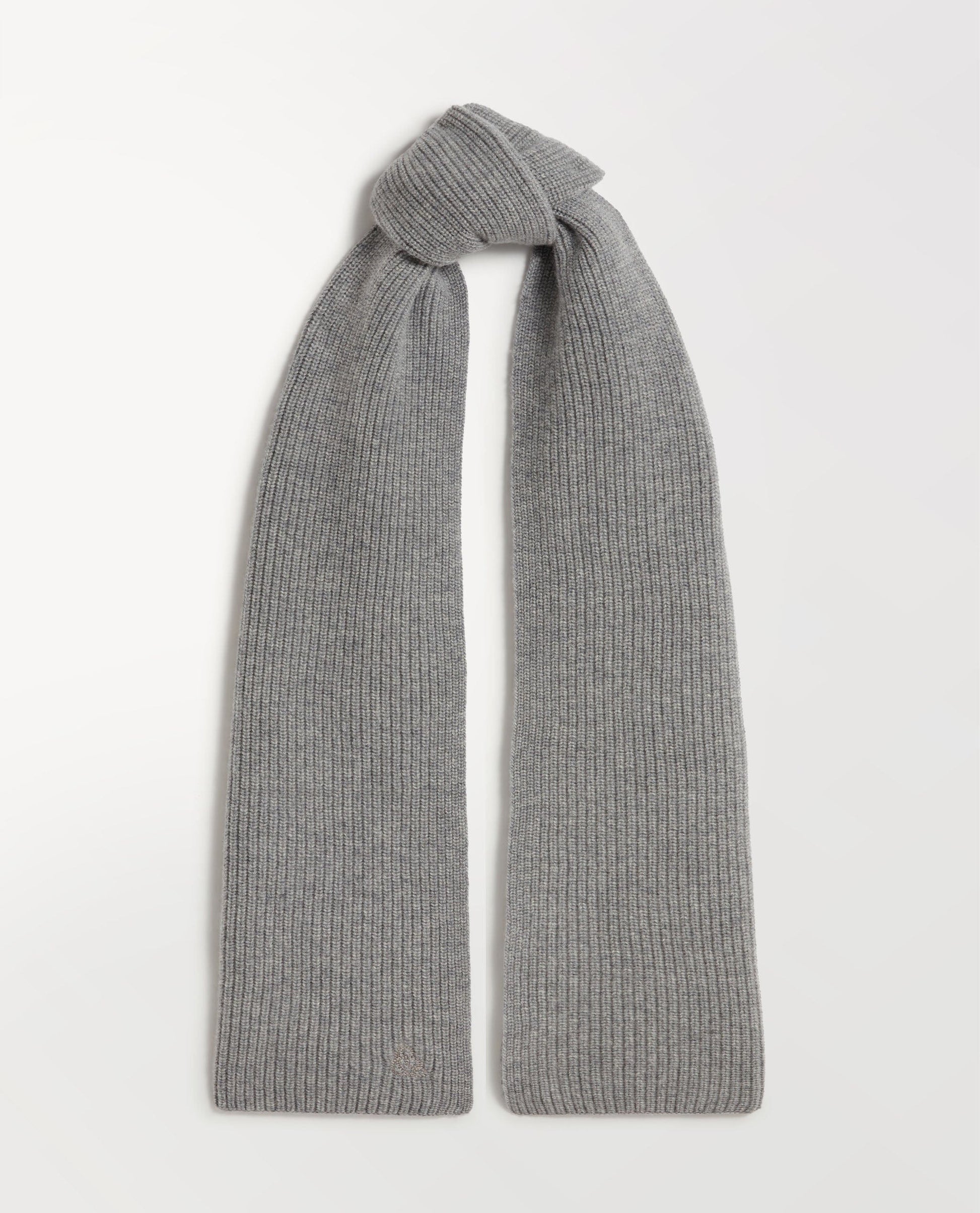 Rise & Fall medium grey cashmere merino ribbed scarf
