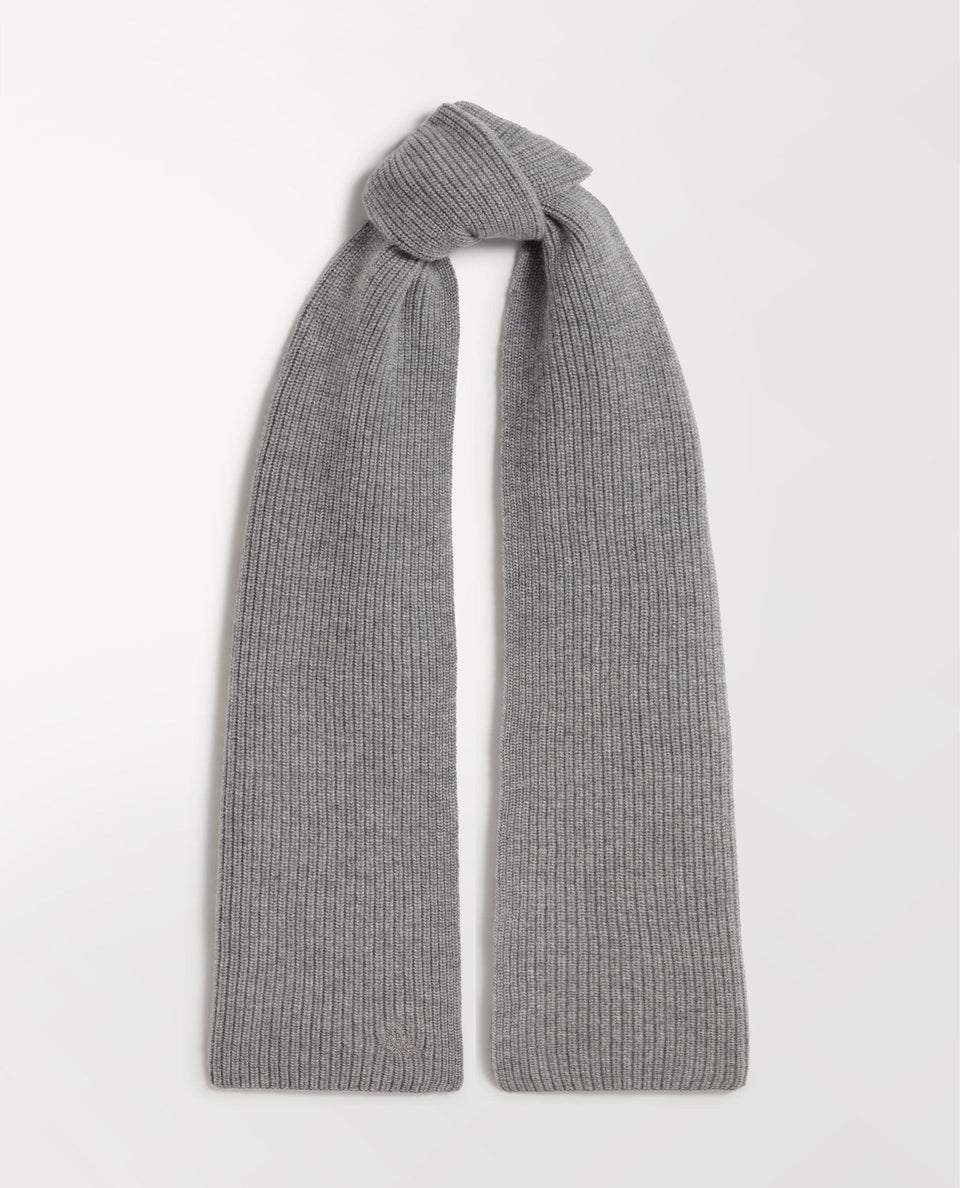 Rise & Fall medium grey cashmere merino ribbed scarf