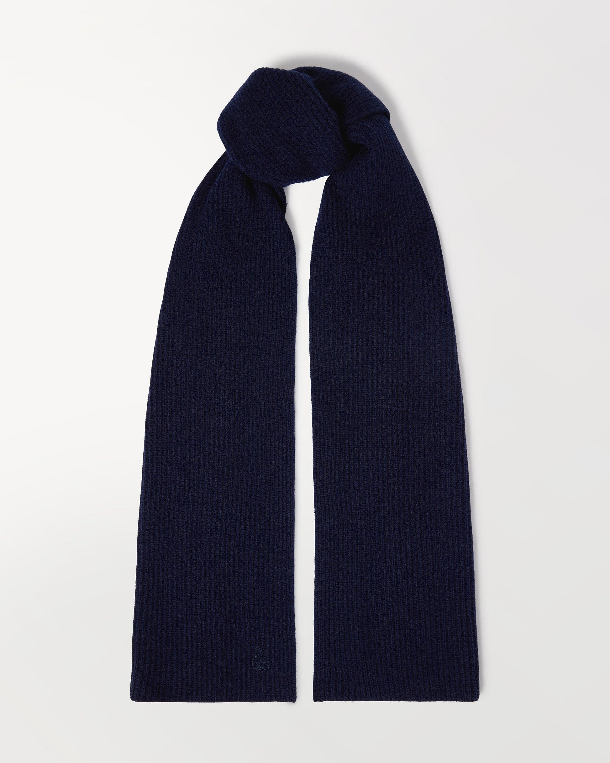 Rise & Fall navy cashmere merino ribbed scarf