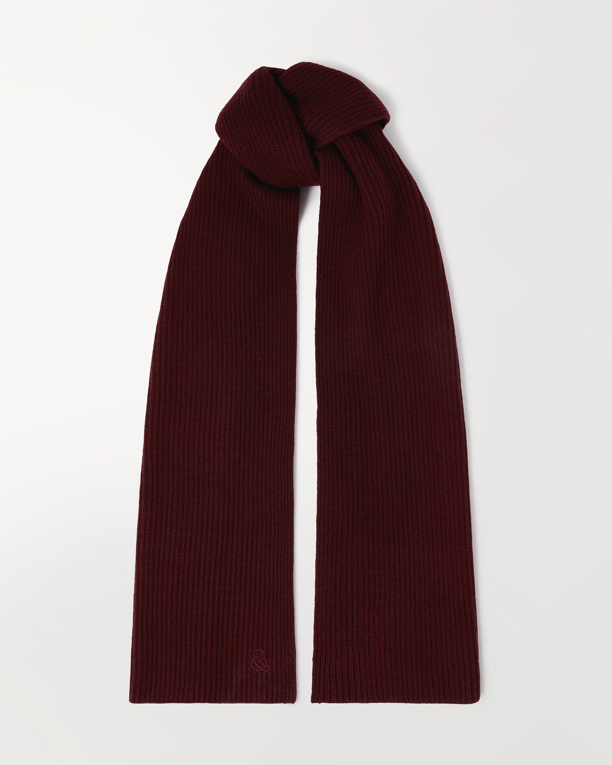 Rise & Fall oxblood cashmere merino ribbed scarf