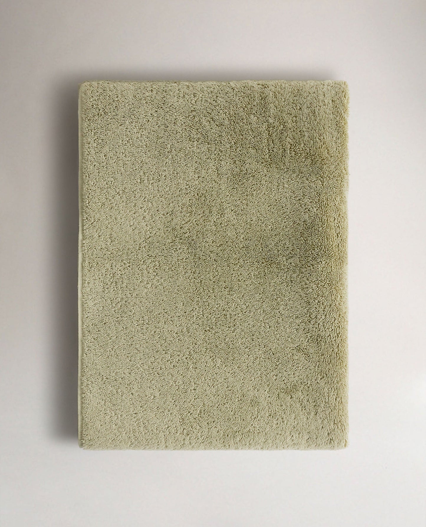 Top view of Rise & Fall's sage ultra-absorbant Turkish cotton bath towel