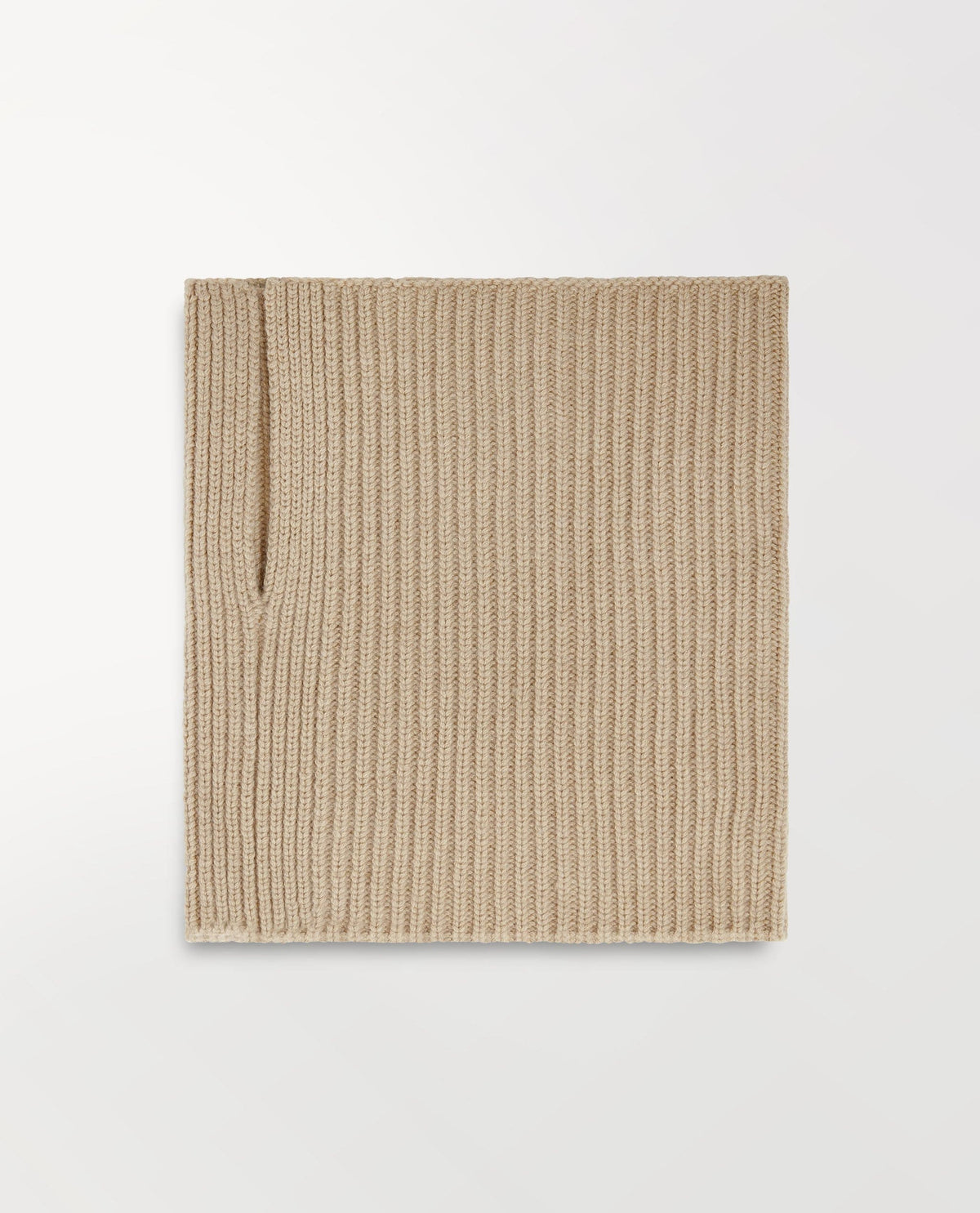Top view of Rise & Fall's cashmere merino ribbed collar in twine