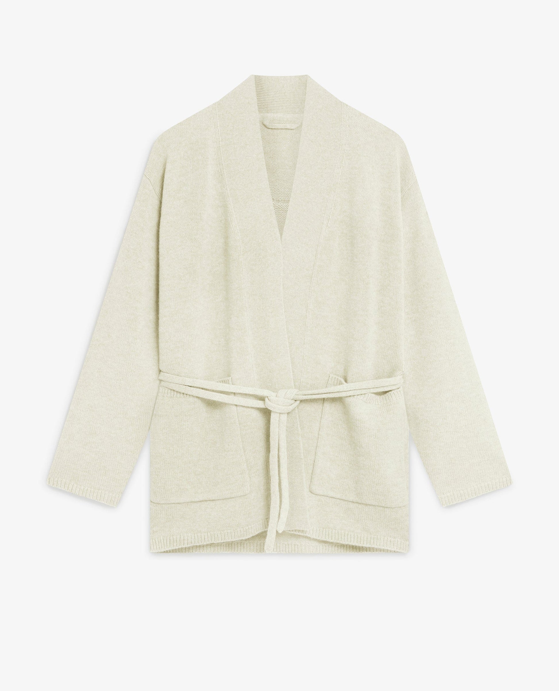 Women's Cashmere Merino Belted Cardigan - Buttermilk