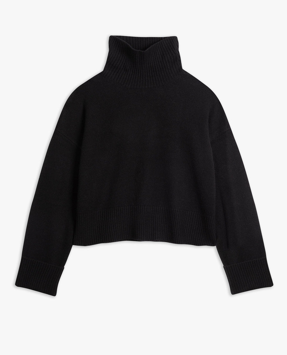 Women's Cashmere Merino High Neck Jumper - Black