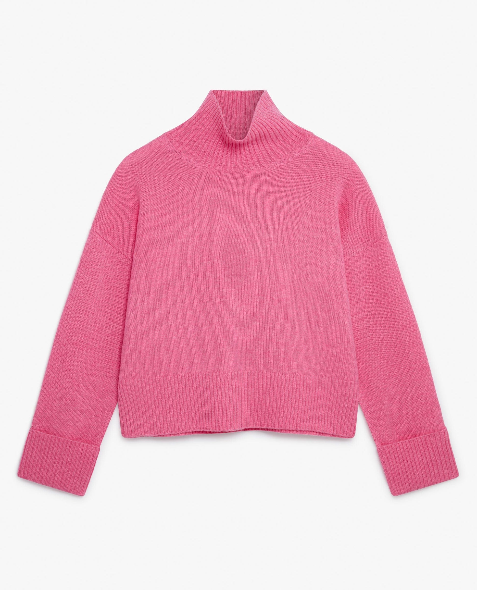 Women's Cashmere Merino High Neck Jumper - Pink