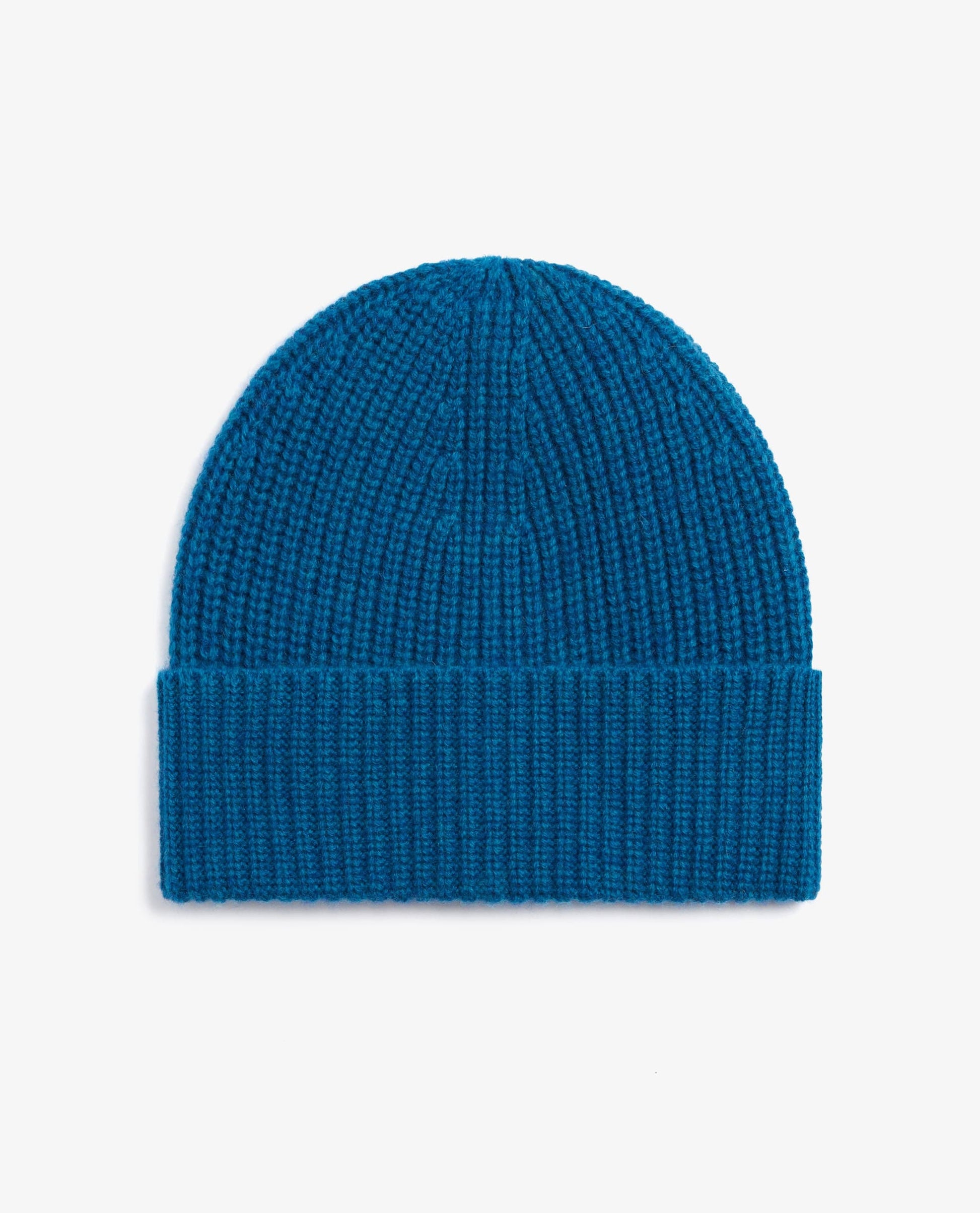 Women's Cashmere Merino Ribbed Knit Beanie - Viridian Blue
