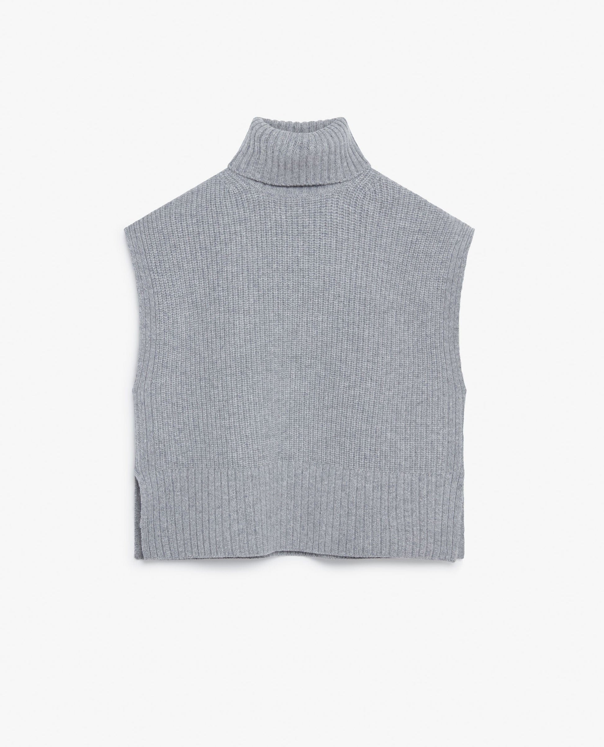 Women's Cashmere Merino Roll Neck Tabard - Medium Grey