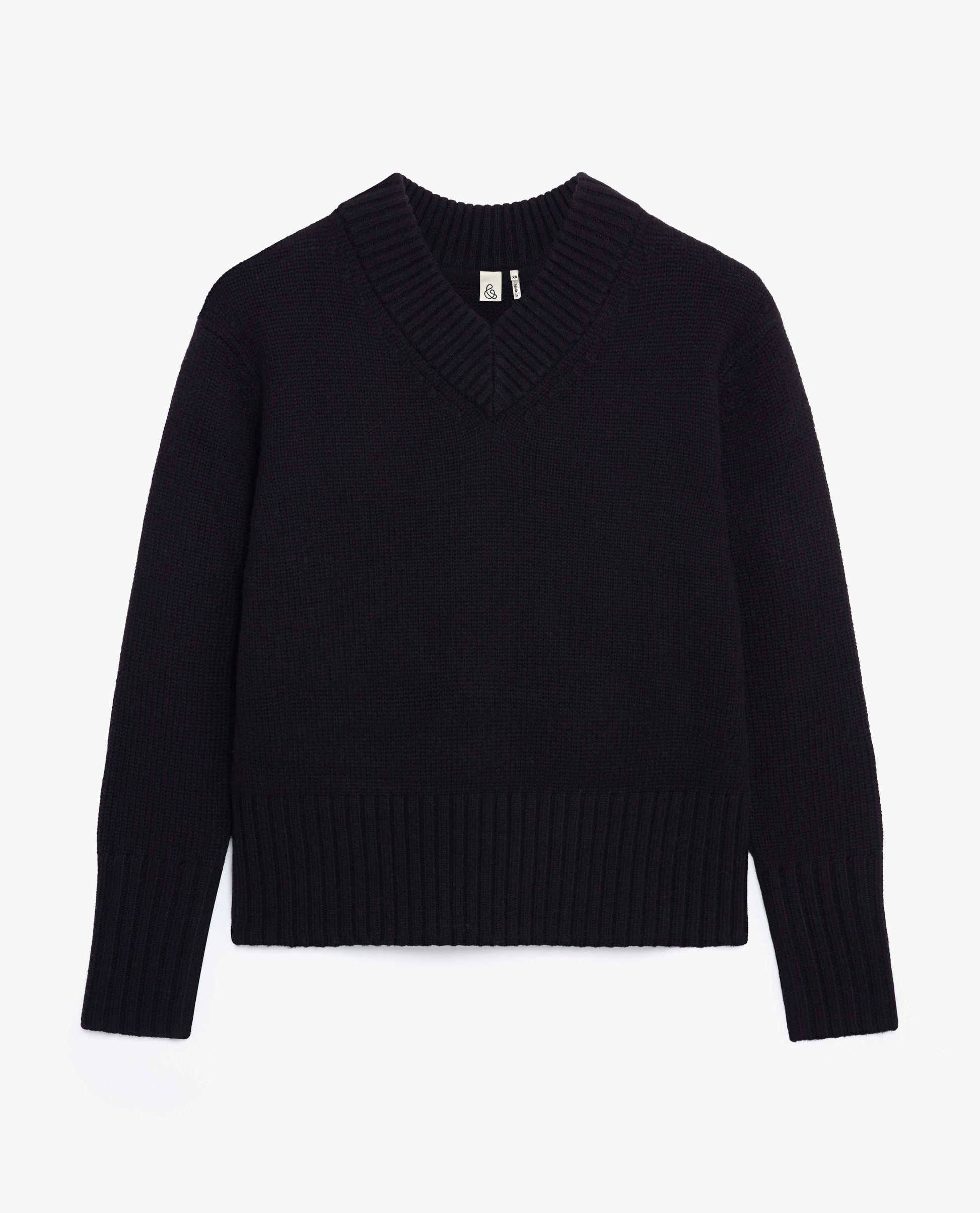 Women's Cashmere Merino V Neck Jumper - Black