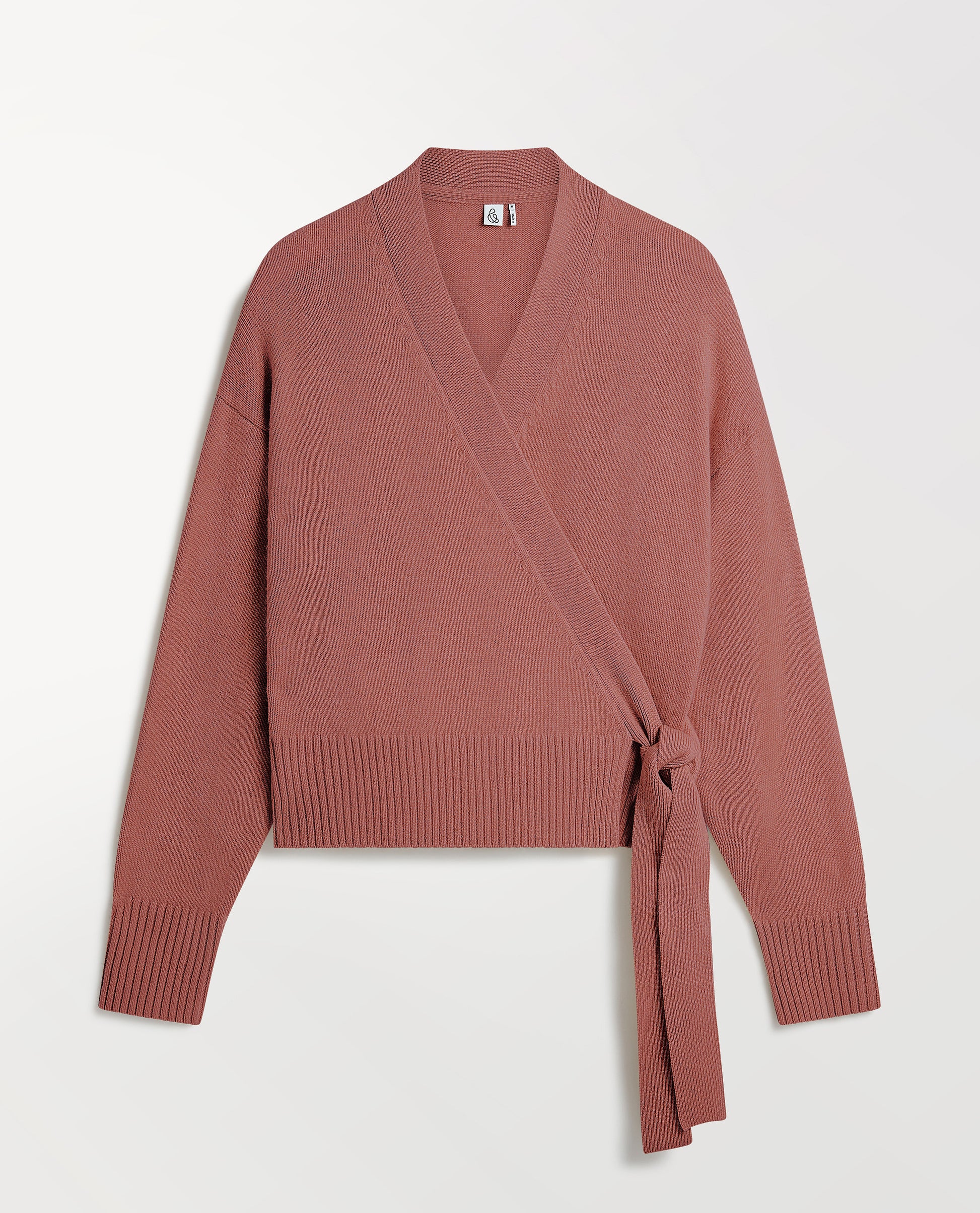 Women's Cashmere Merino Wrap Jumper - Pink Clay-[colour]-[size]-Rise &amp; Fall