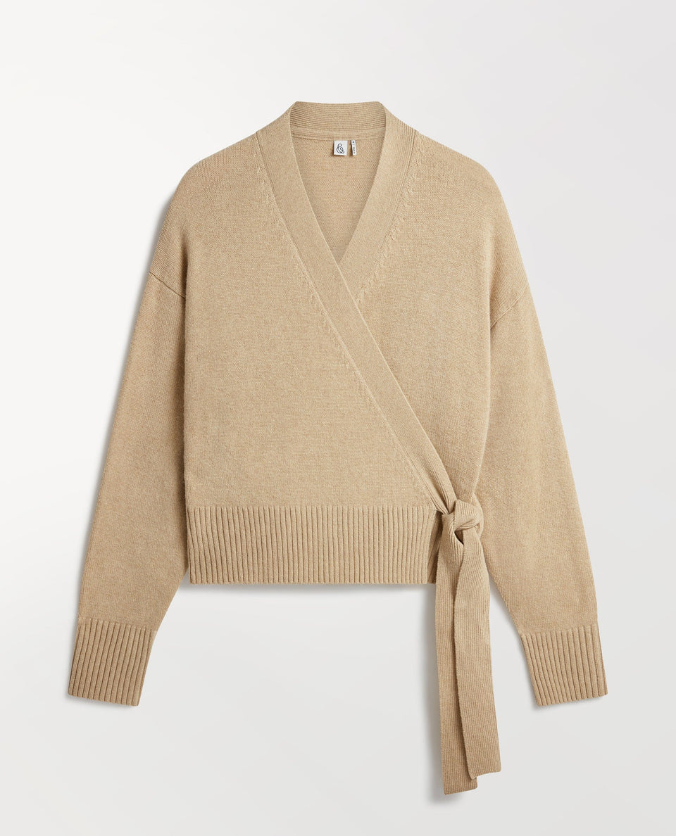 Women's Cashmere Merino Wrap Jumper - Twine-[colour]-[size]-Rise &amp; Fall
