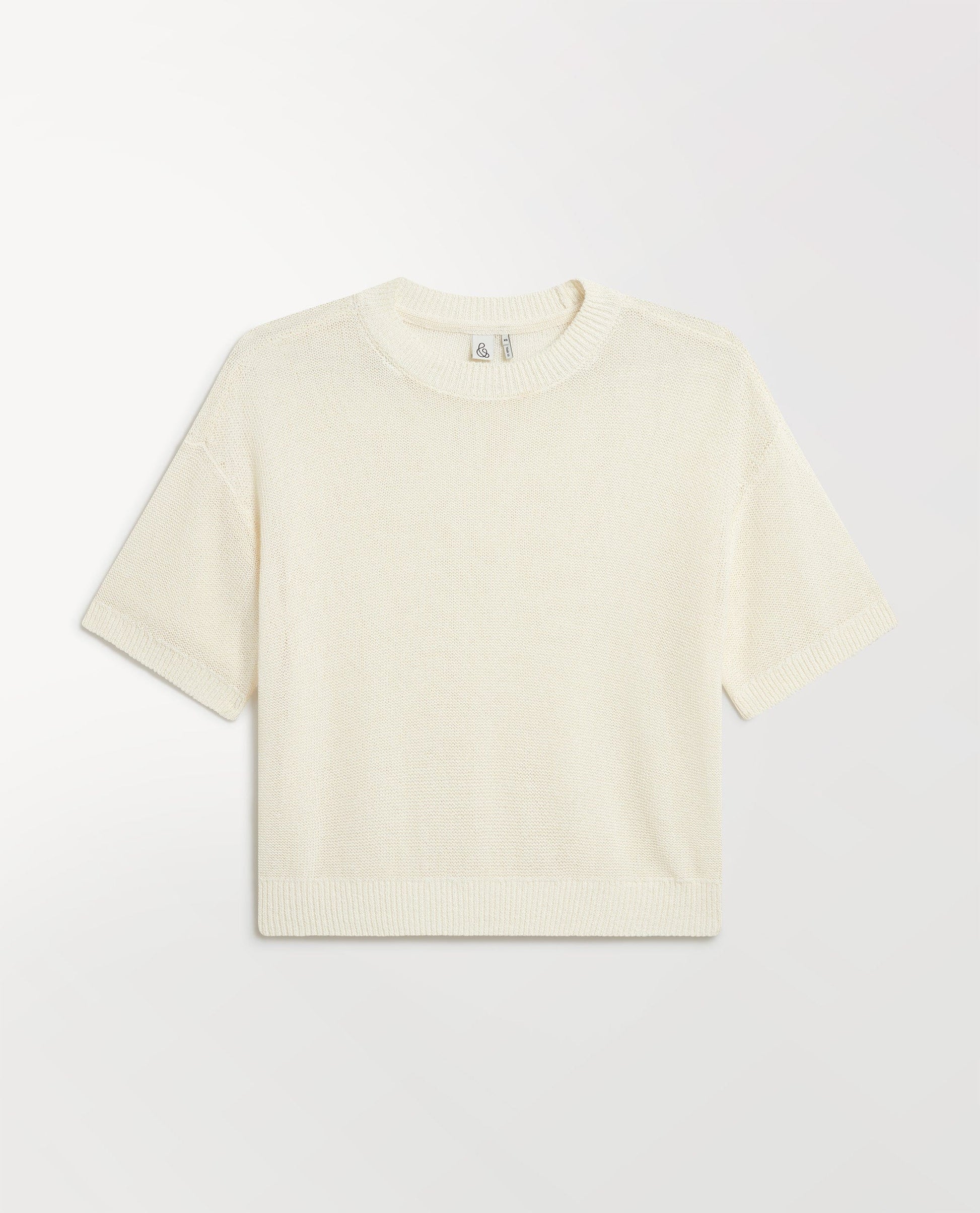 Women's Cotton Bouclé Knit T-shirt - Parchment