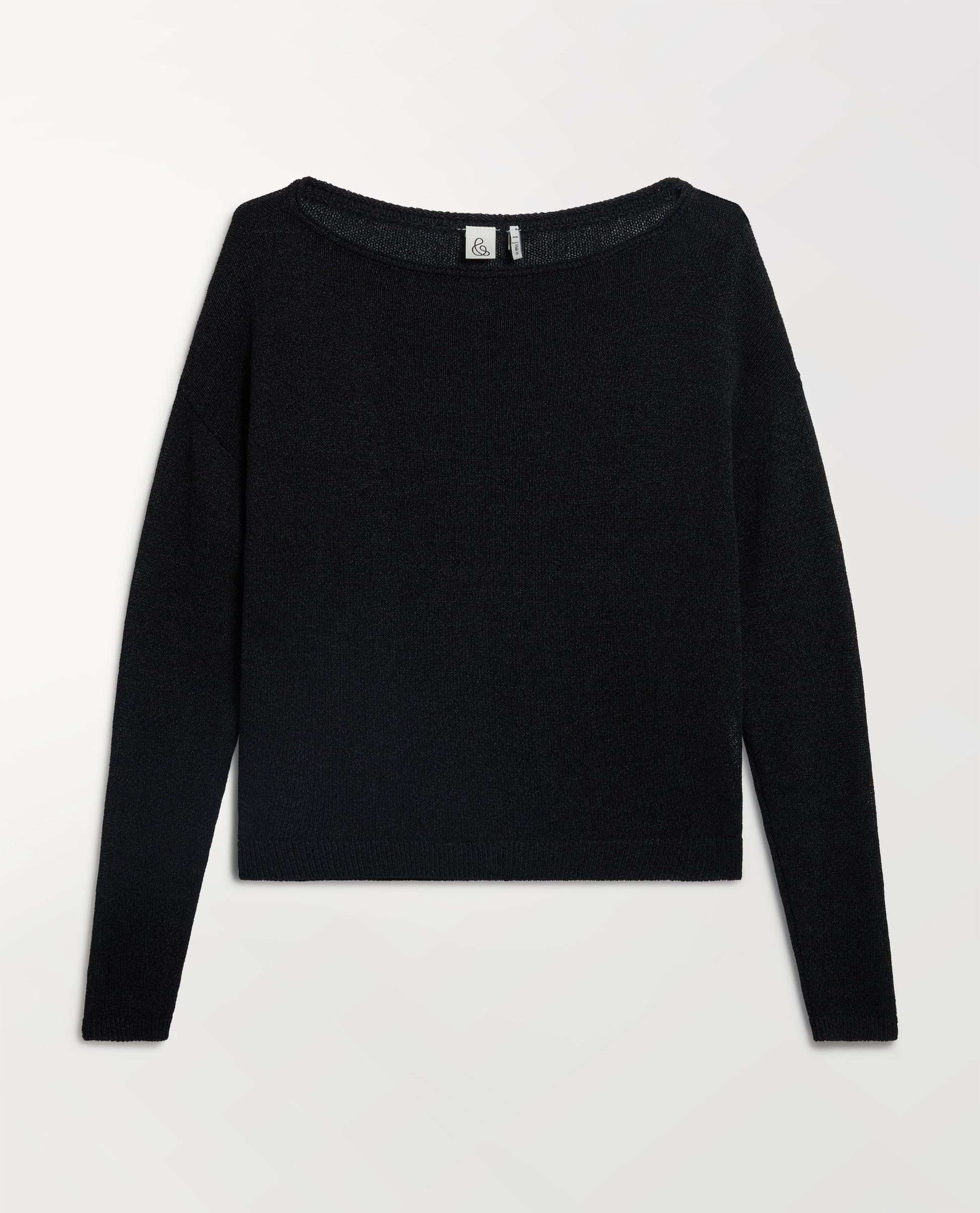 Women's Cotton Bouclé Slash Neck Jumper - Black