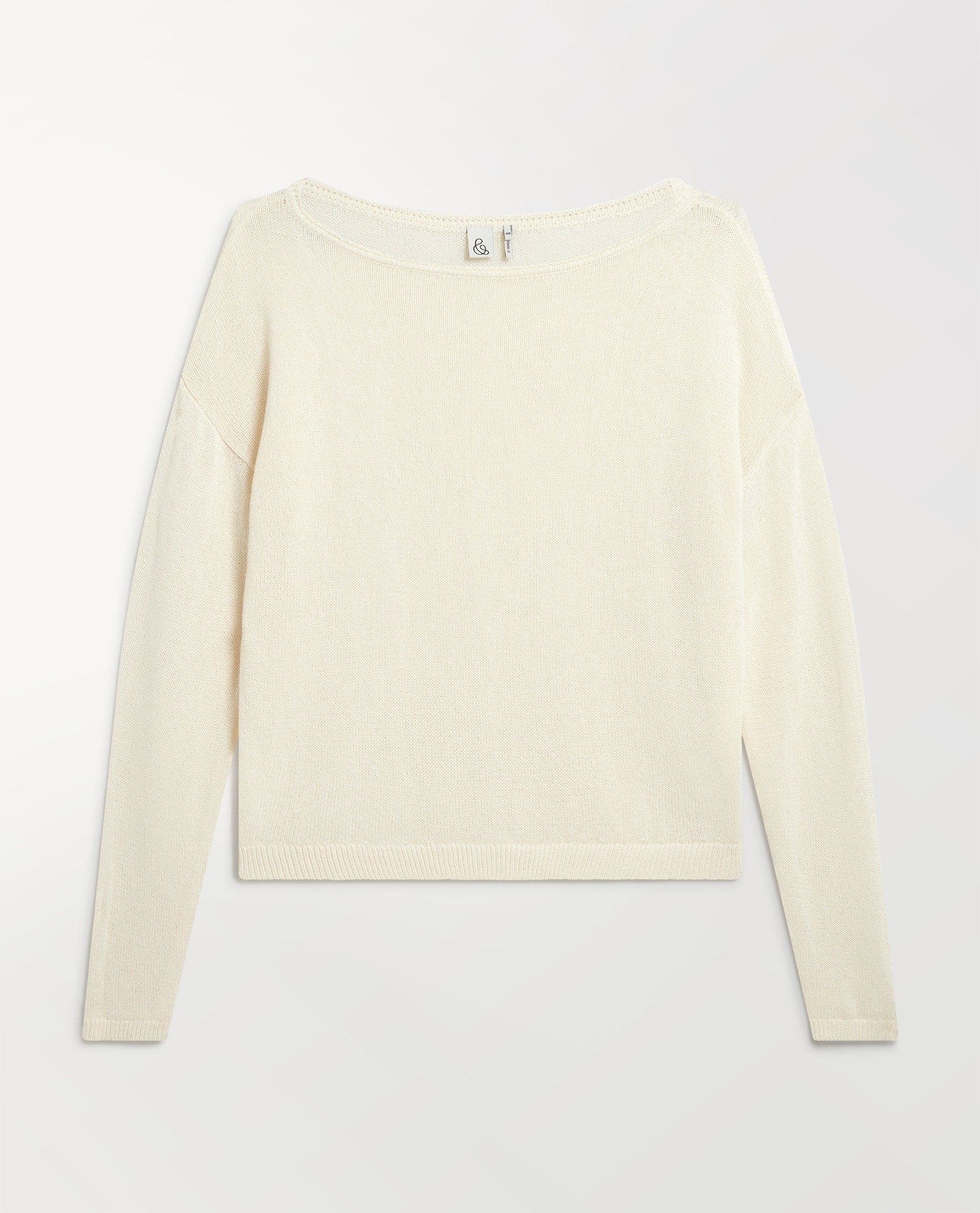 Women's Cotton Bouclé Slash Neck Jumper - Parchment