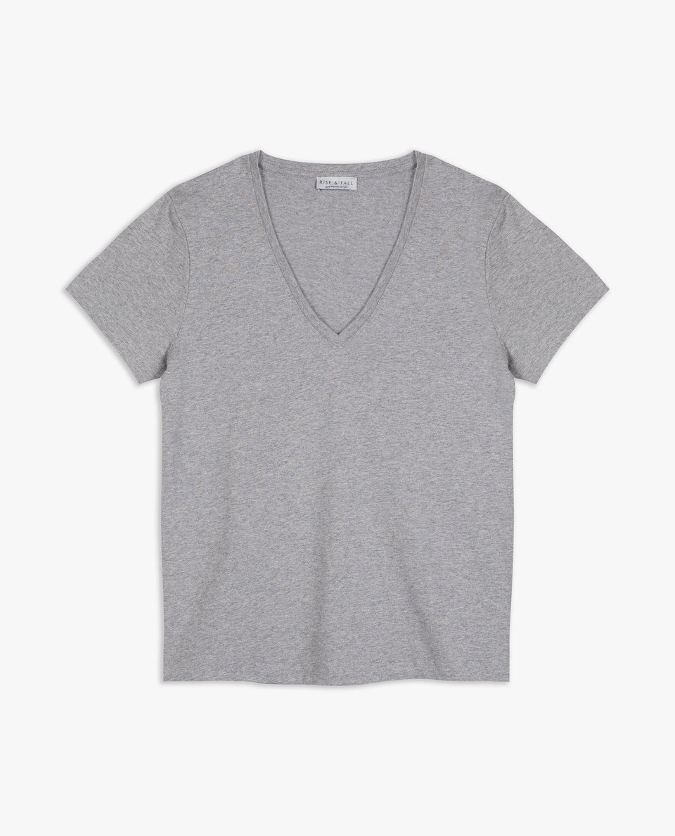 Women's Cotton V Neck T-shirt - Grey
