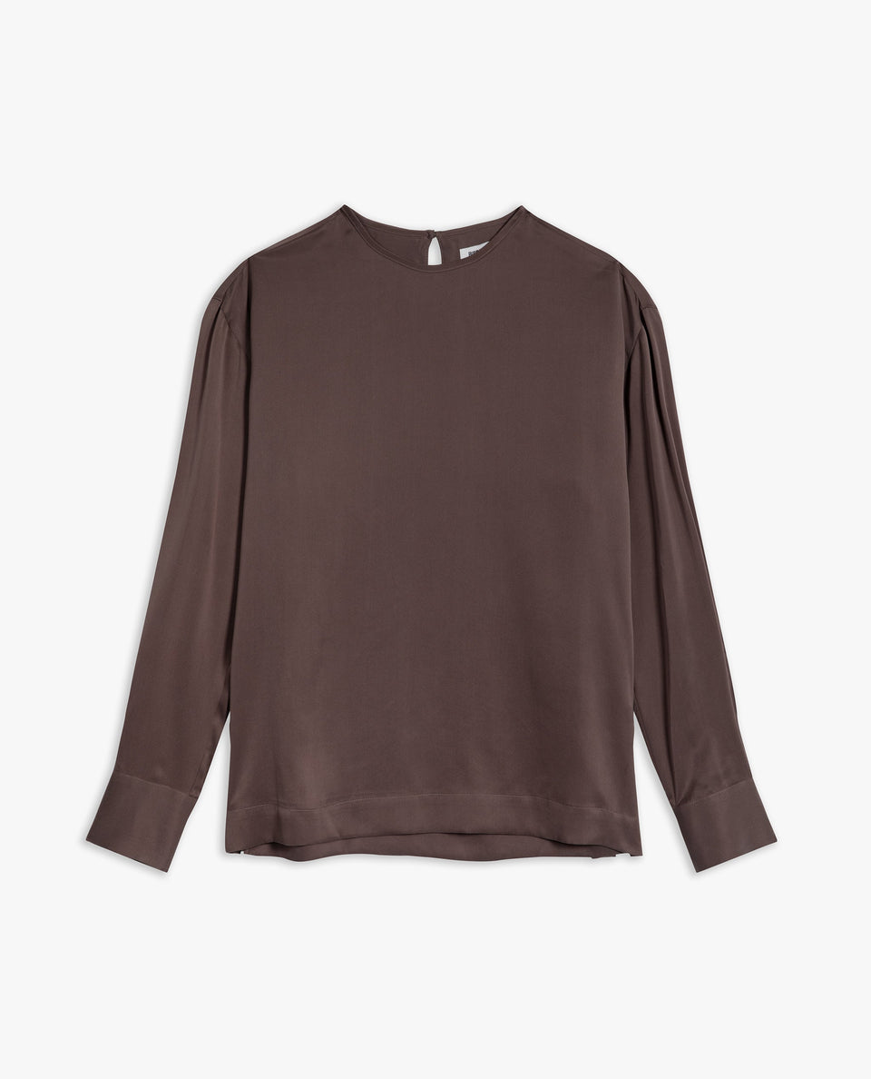 Women's Drop Shoulder Easy-Silk Top - Bitter Chocolate
