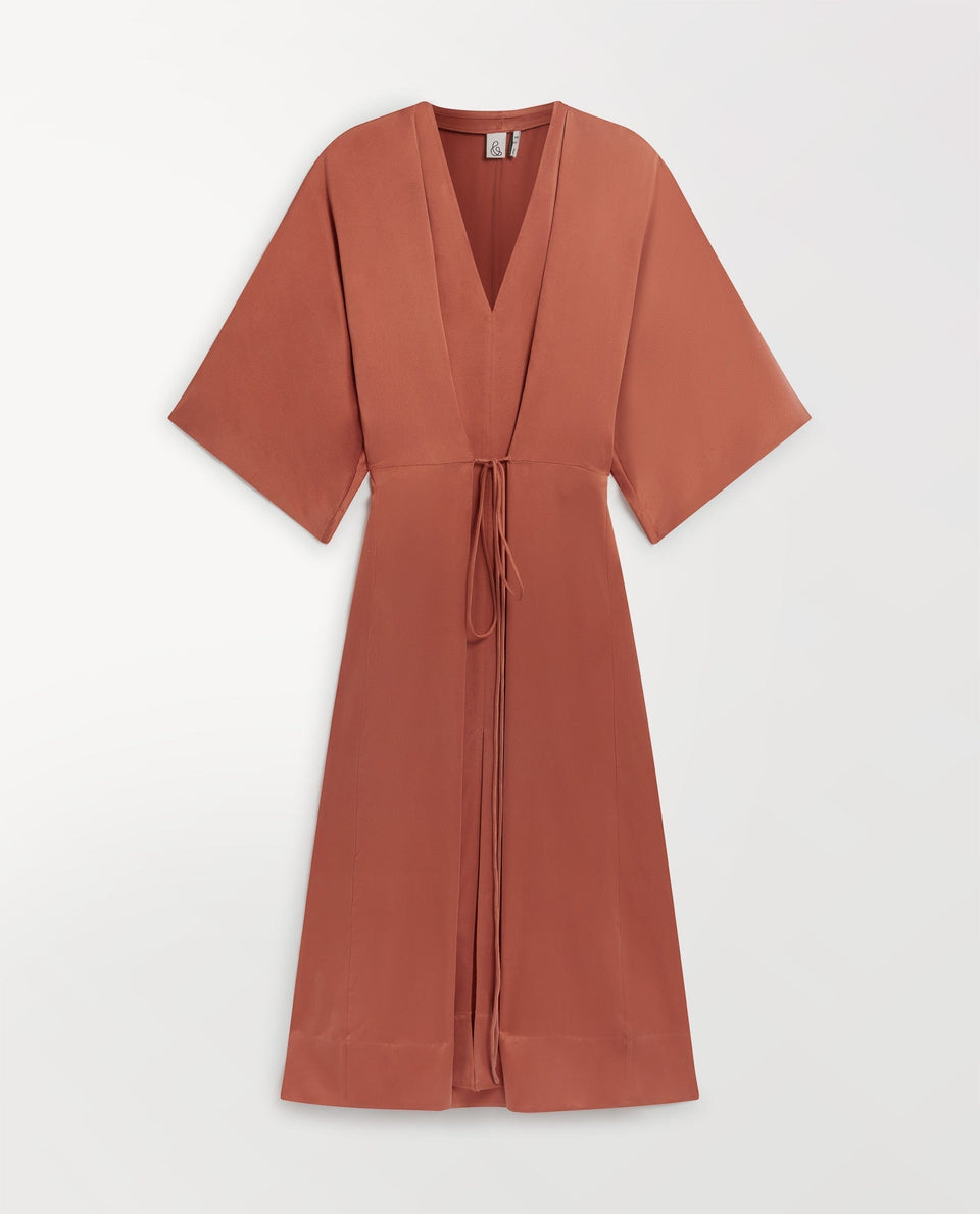 Women's Easy-Silk Robe Dress - Rust