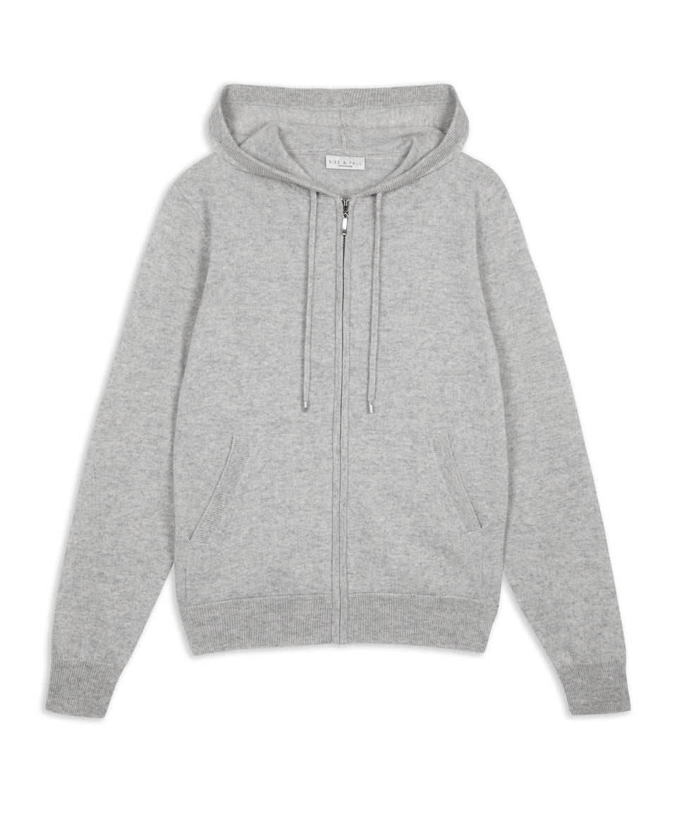 Women's Finest Cashmere Full Zip Hoodie - Grey