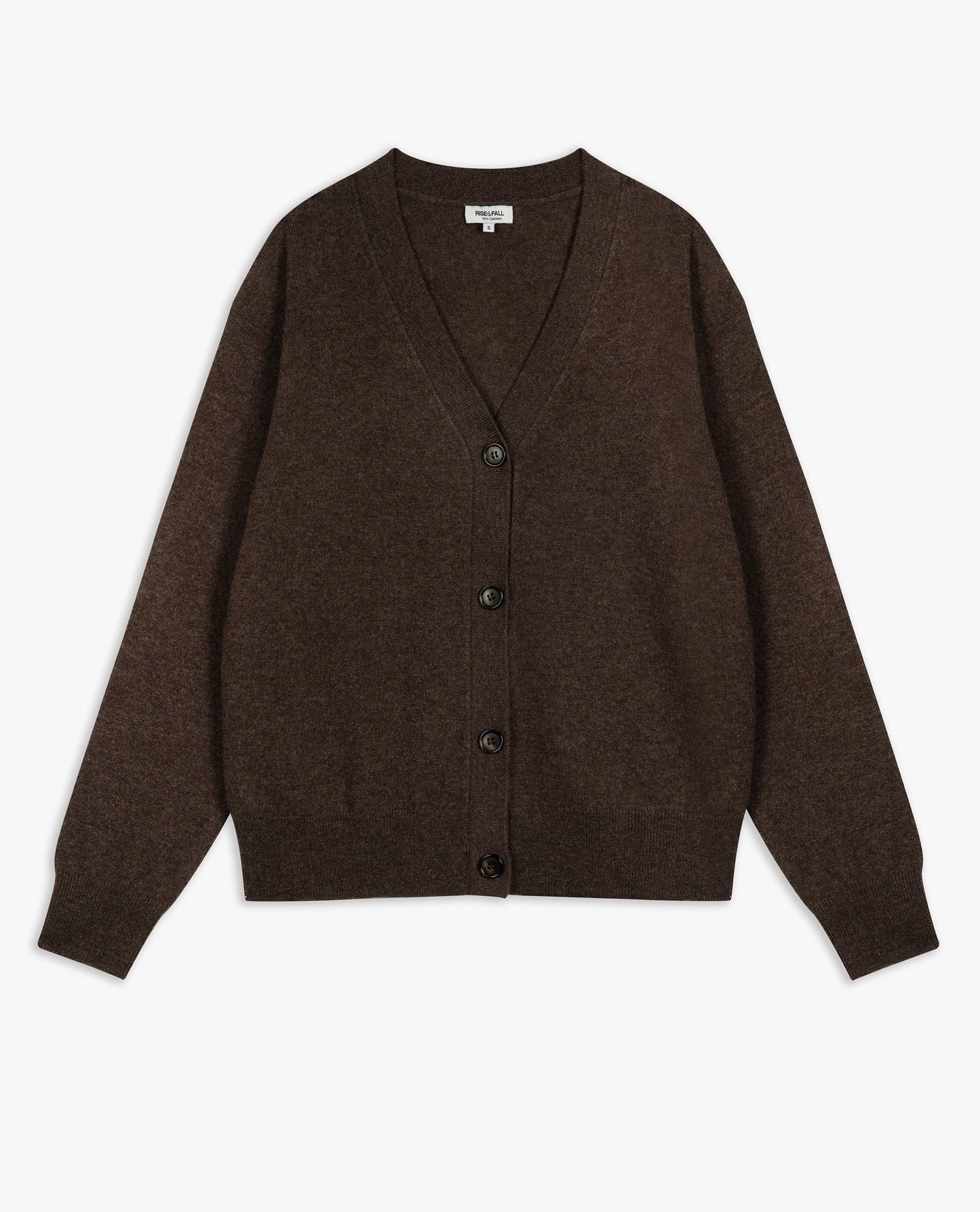 Women's Finest Cashmere Knitted V Neck Cardigan - Chocolate