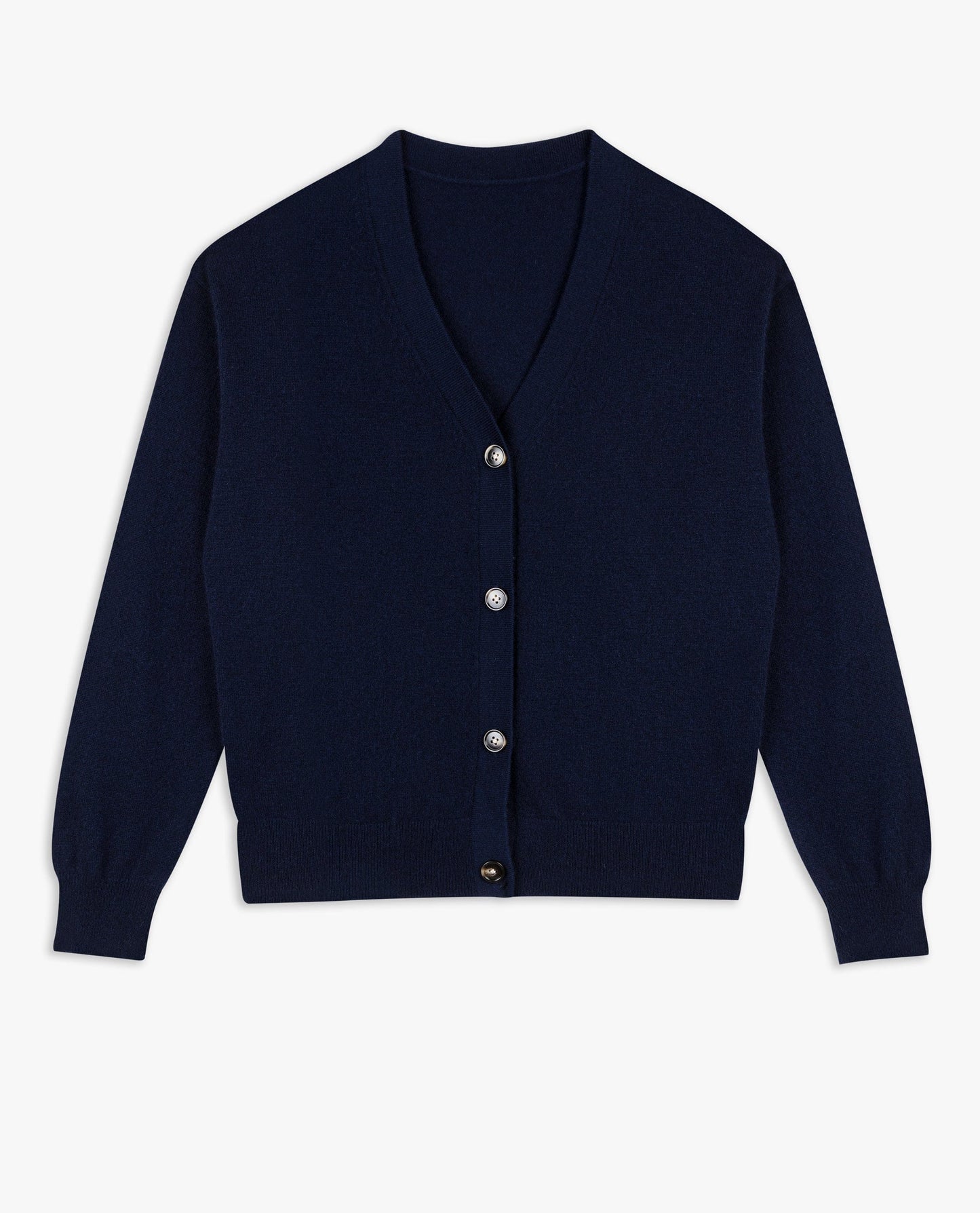 Women's Finest Cashmere Knitted V Neck Cardigan - Navy