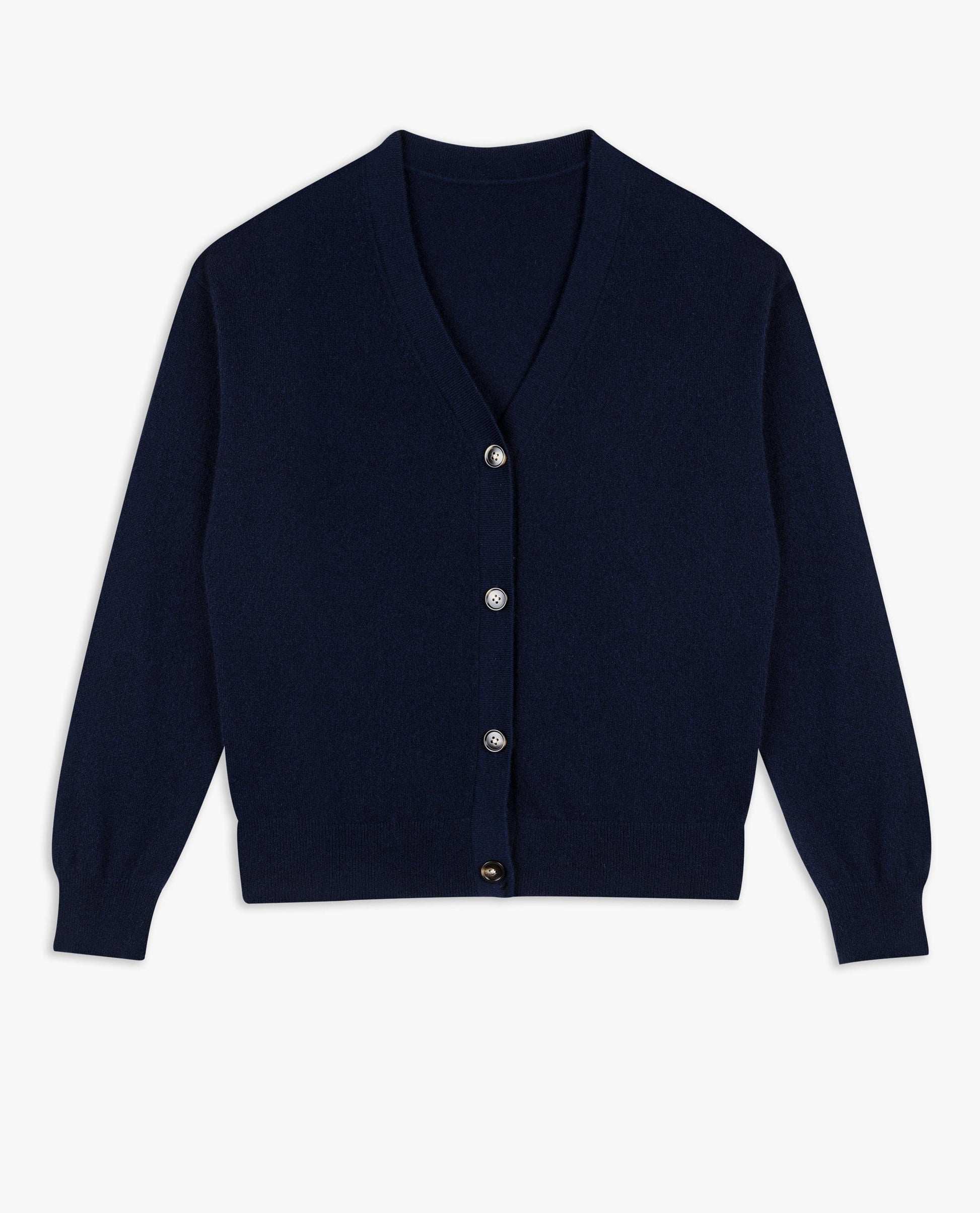 Women's Finest Cashmere Knitted V Neck Cardigan - Navy