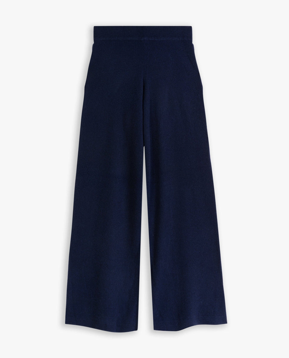 Women's Finest Cashmere Wide-Leg Trousers - Navy