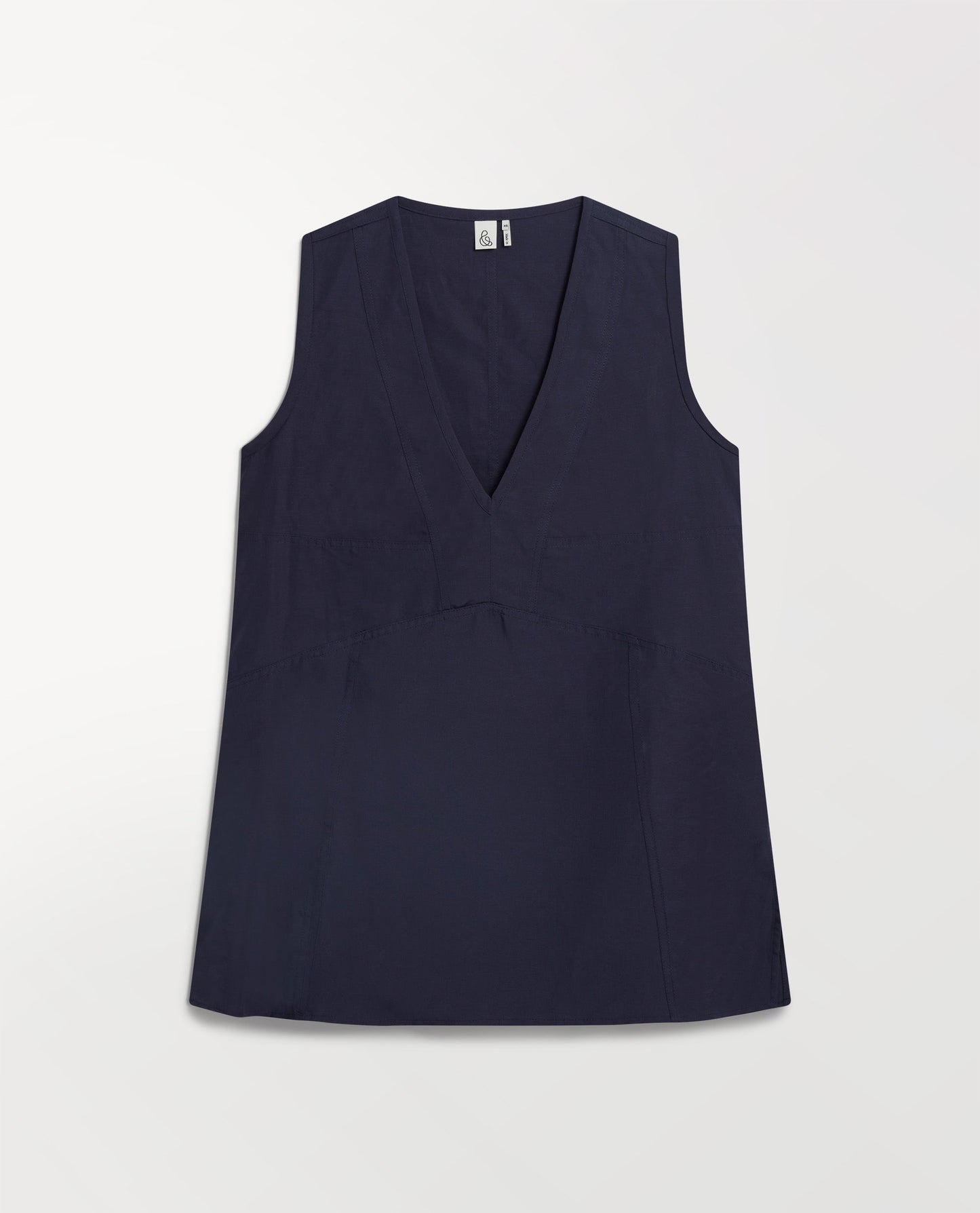 Women's Future-Linen V Neck Tunic Top - Navy