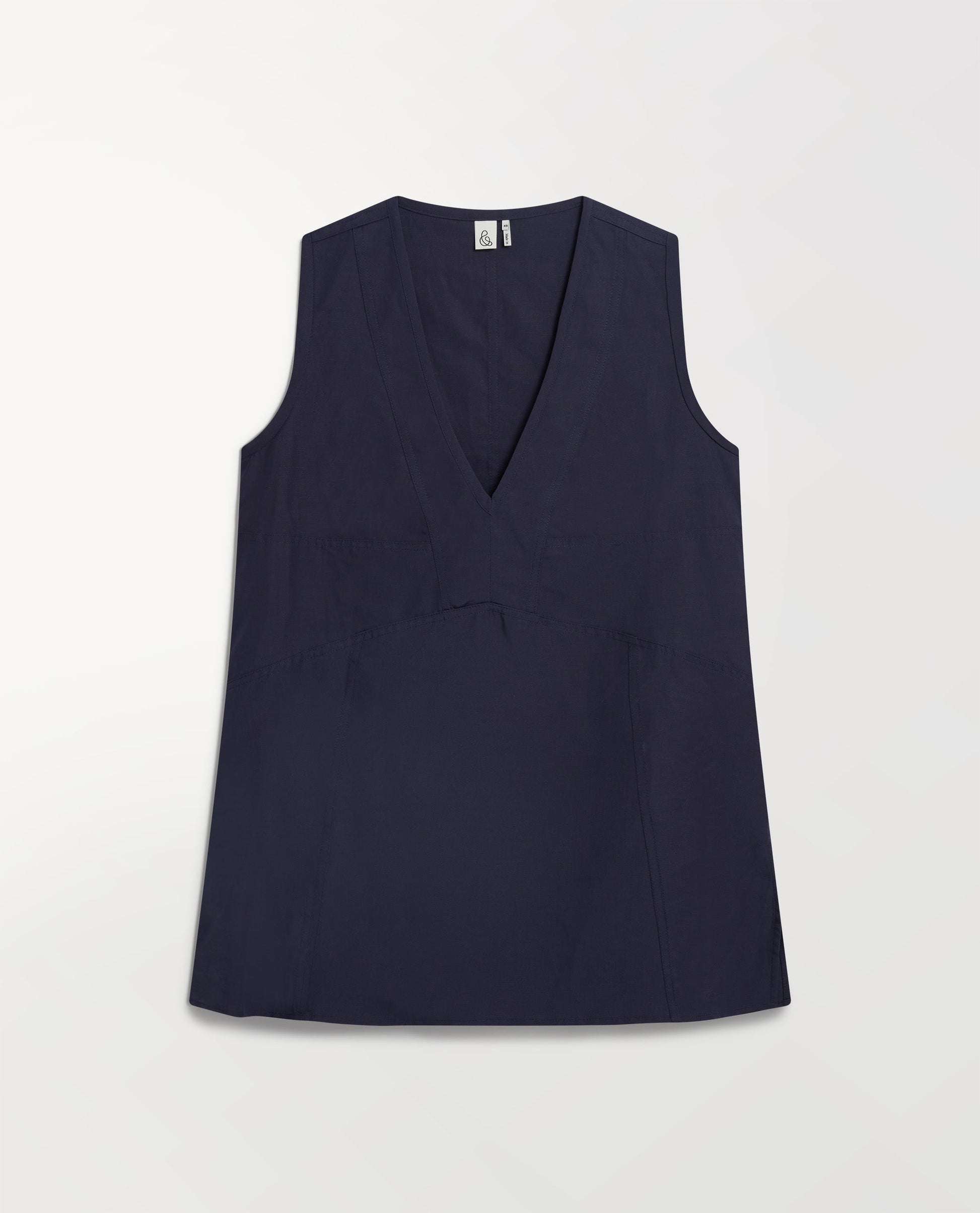 Women's Future-Linen V Neck Tunic Top - Navy