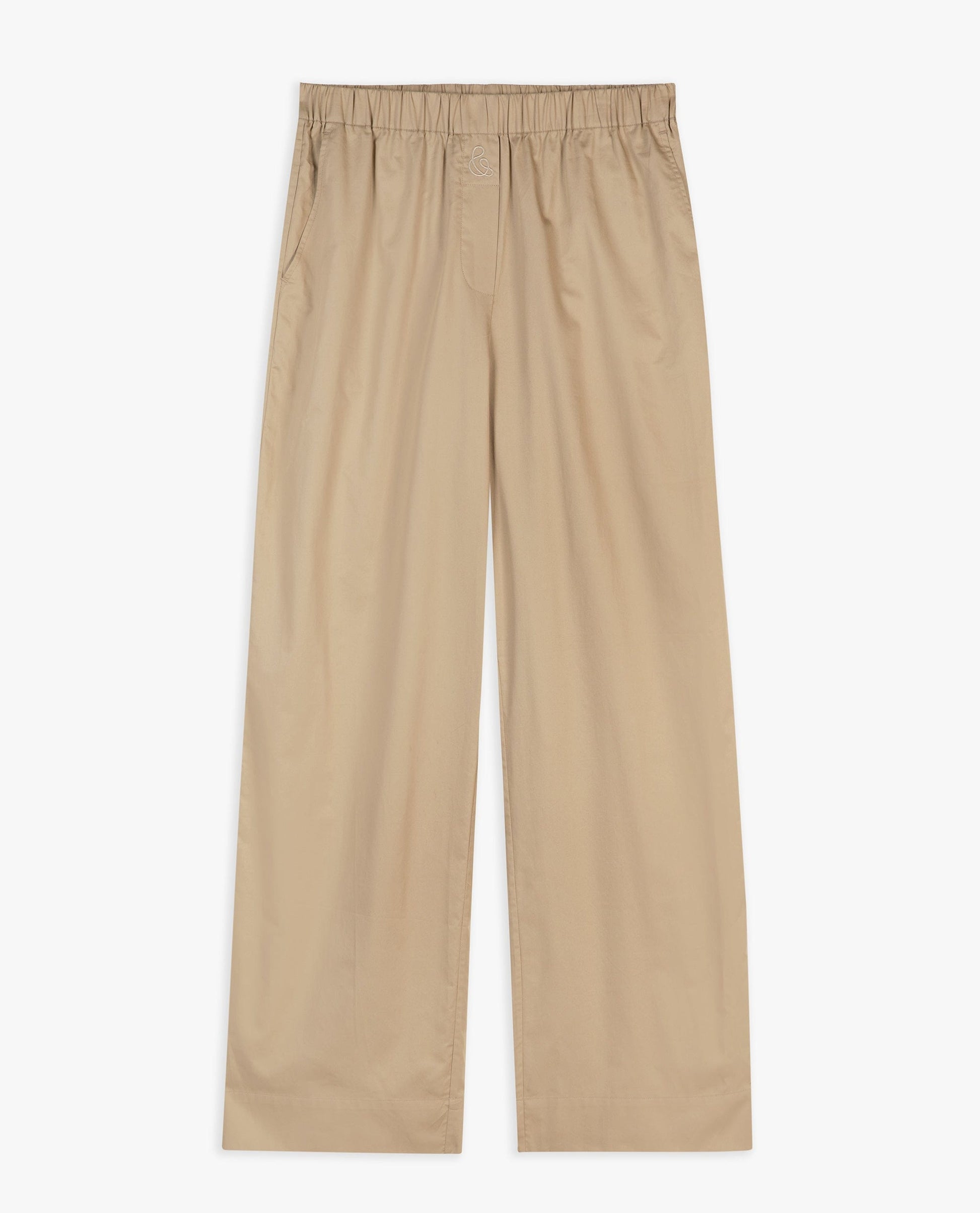 Women's Organic Cotton Poplin Easy Trousers - Sandstone
