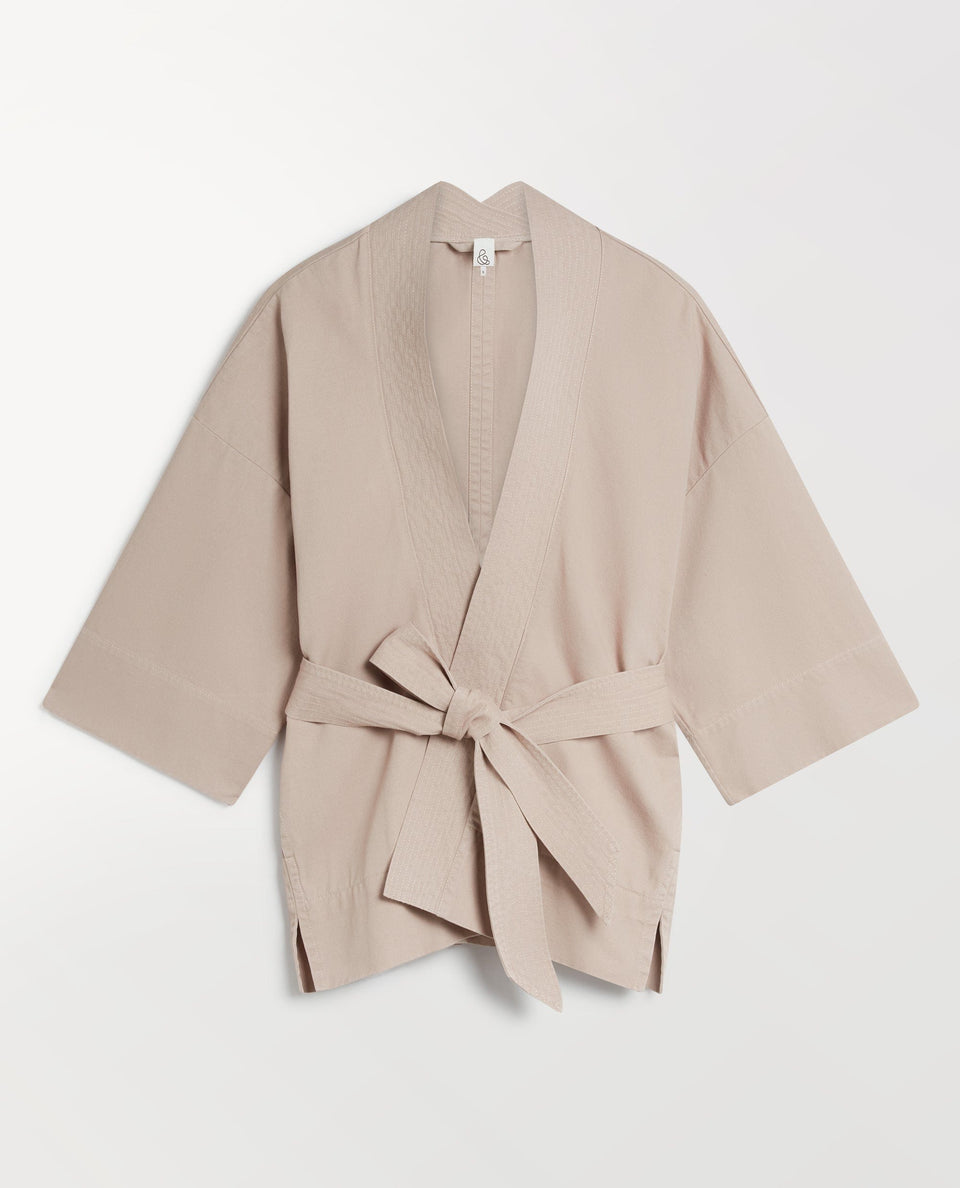 Women's Organic Denim Belted Jacket - Ash