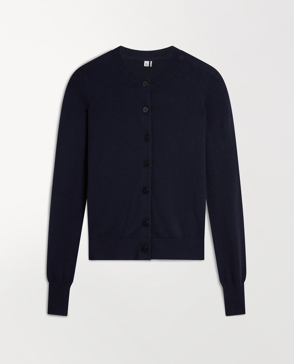 Women's Silk-Cotton Cardigan - Navy