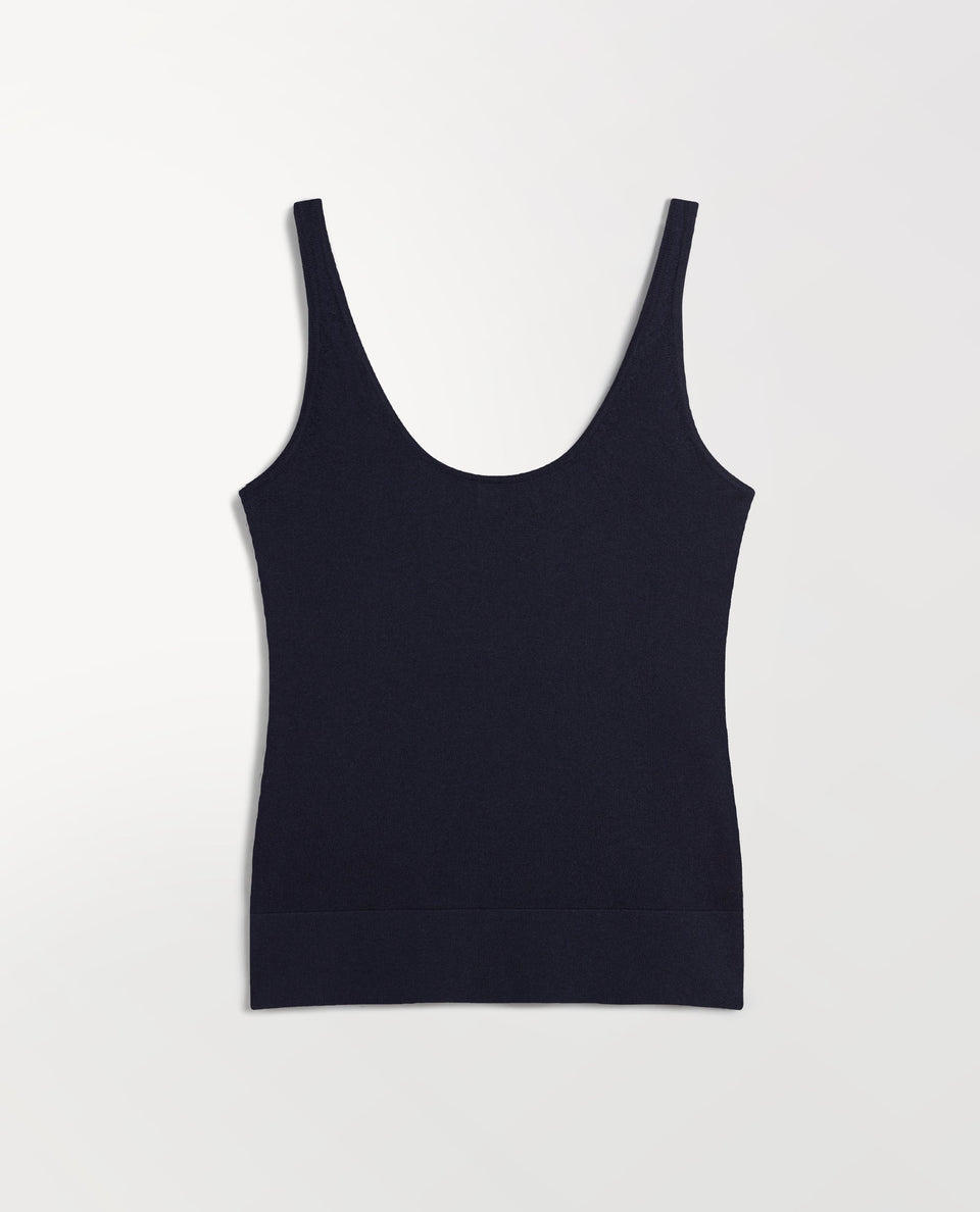 Women's Silk-Cotton Vest - Navy