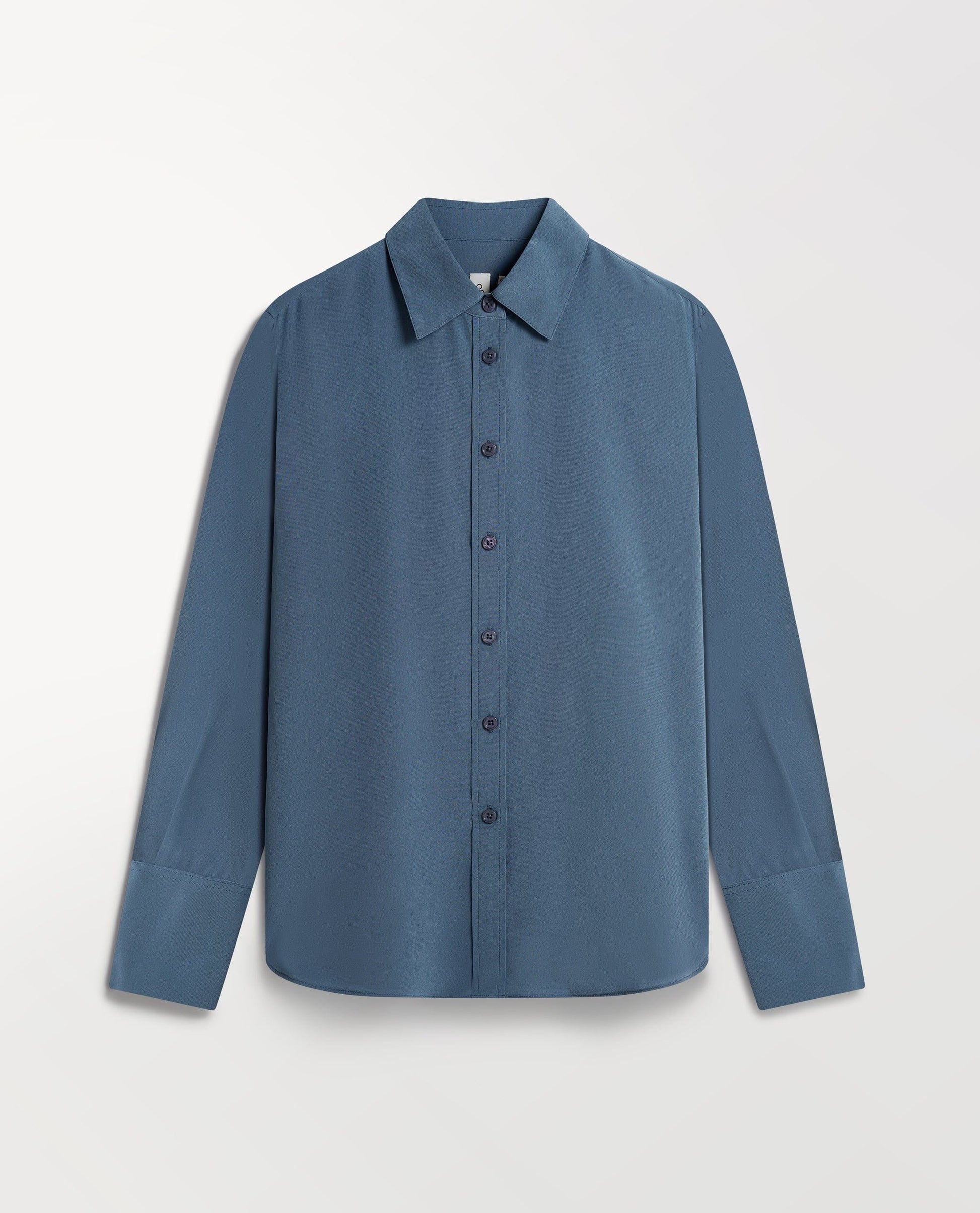 Women's Silk Crepe Shirt - Pewter-[colour]-[size]-Rise &amp; Fall